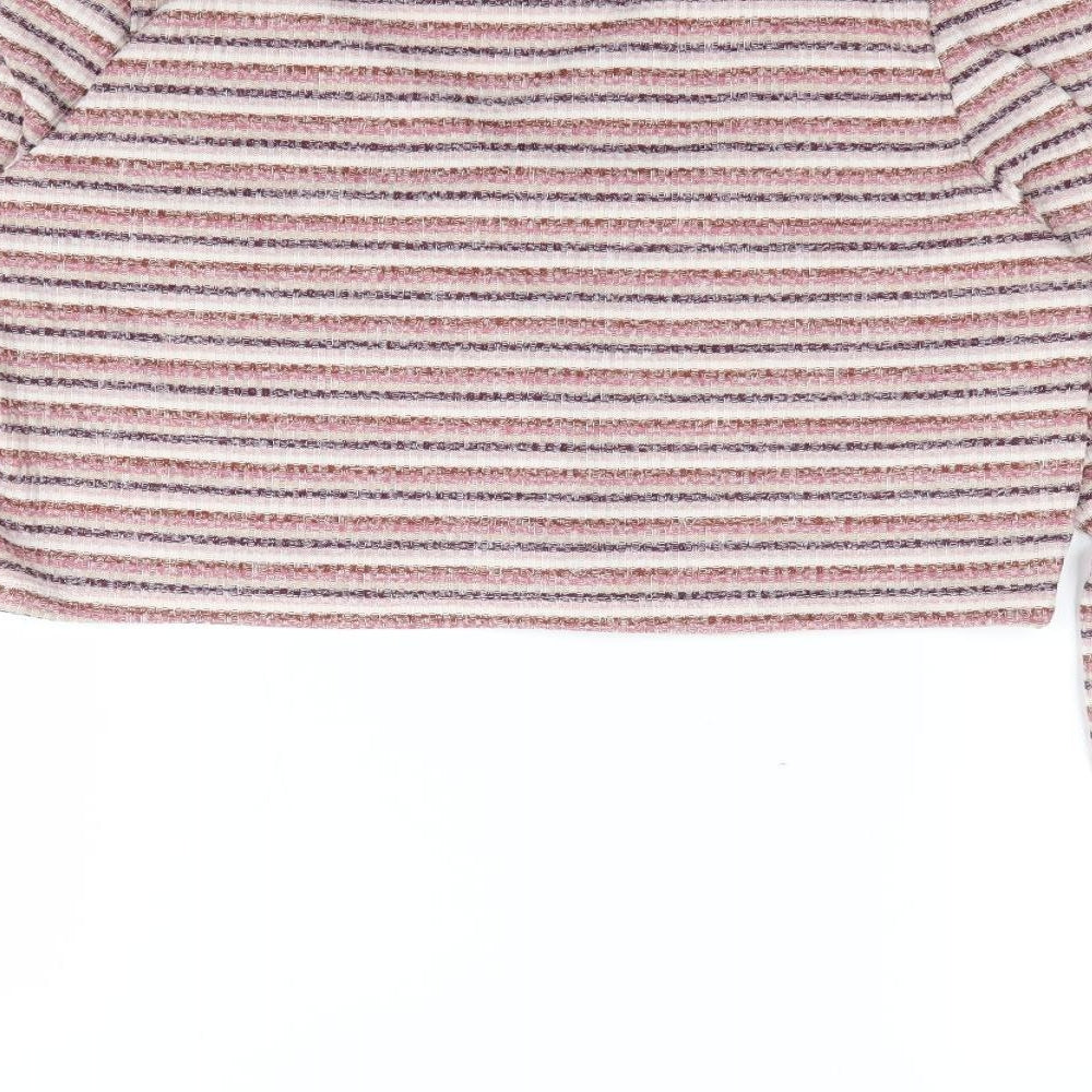 Primark Womens Multicoloured V-Neck Striped Polyester Cardigan Jumper Size M