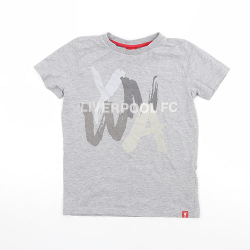 Liverpool FC Boys Grey  Cotton Jersey T-Shirt Size 7-8 Years Crew Neck Pullover