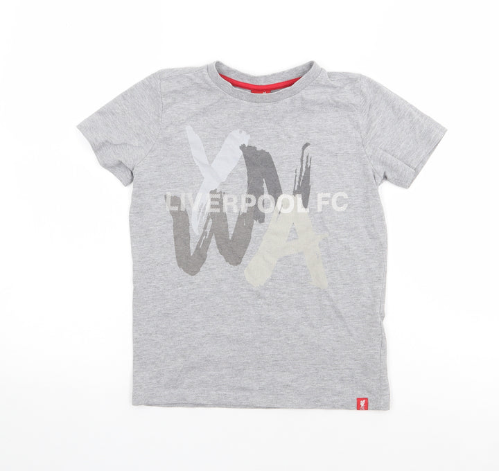 Liverpool FC Boys Grey Cotton Jersey T-Shirt Size 7-8 Years Crew Neck Pullover