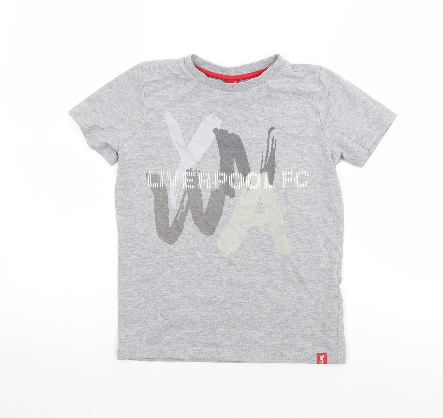 Liverpool FC Boys Grey  Cotton Jersey T-Shirt Size 7-8 Years Crew Neck Pullover