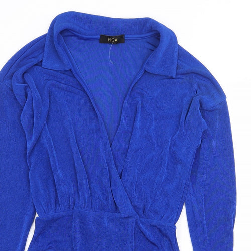 Figa Womens Blue  Polyester Bodysuit One-Piece Size S  Snap