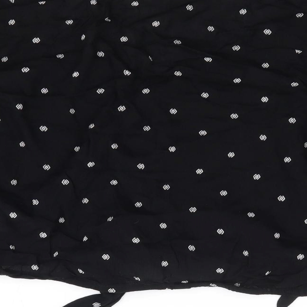 Primark Womens Black Geometric Viscose Jersey T-Shirt Size 12 V-Neck