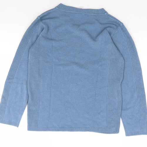 M&Co Boys Blue V-Neck  Acrylic Pullover Jumper Size 8-9 Years  Pullover - School Wear