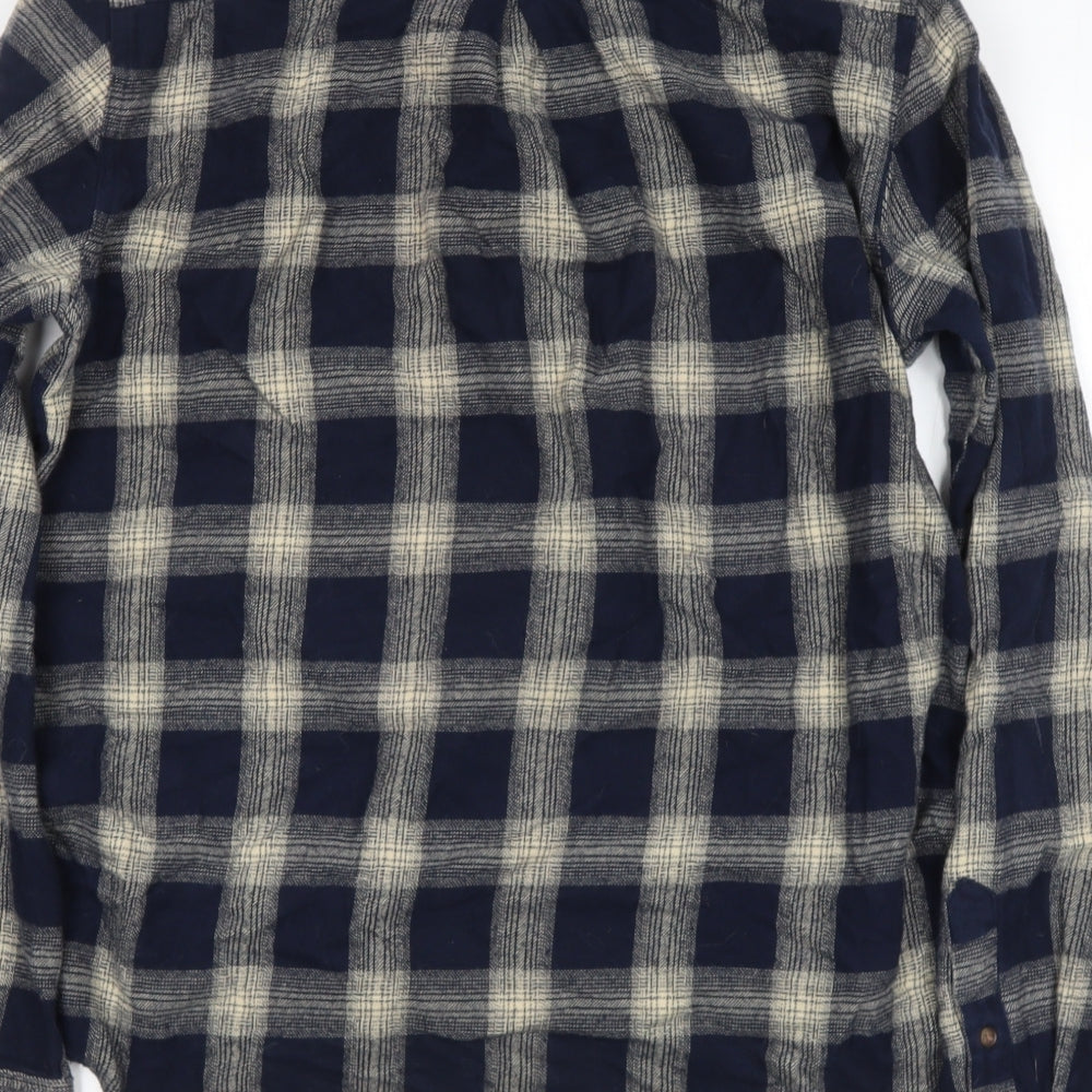 nerve Mens Blue Check Cotton  Button-Up Size L Collared