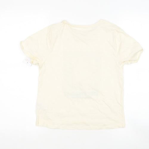 TESCO Girls Beige  Cotton Basic T-Shirt Size 11-12 Years Round Neck  - UNICOR
