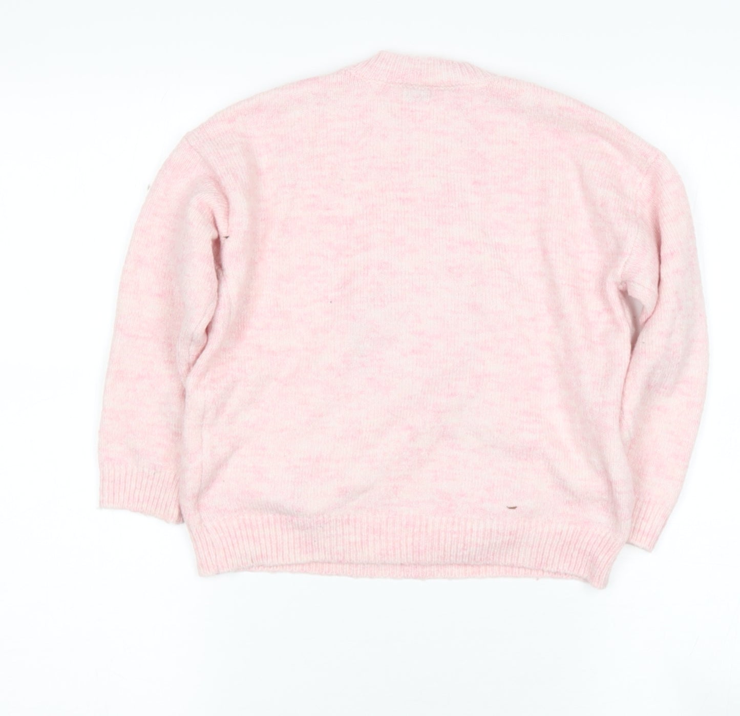 TESCO Girls Pink Round Neck  Polyester Pullover Jumper Size 7-8 Years   - Penguin