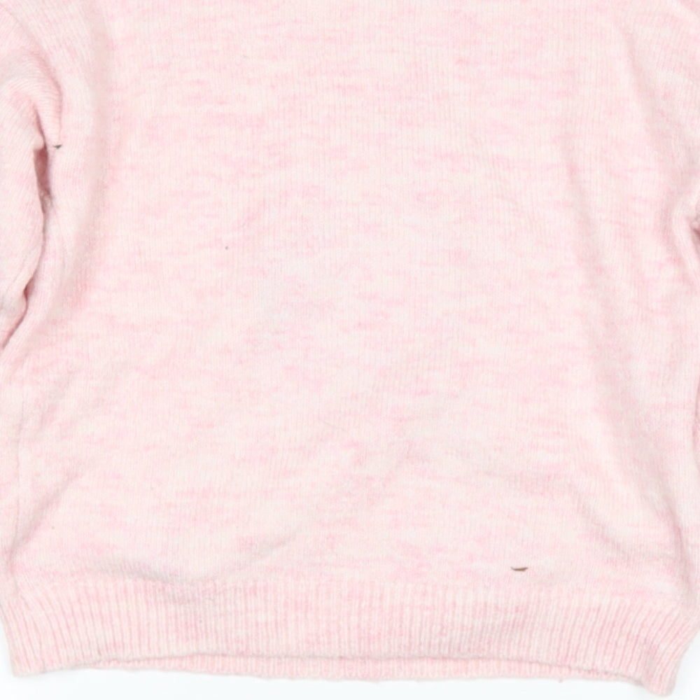 TESCO Girls Pink Round Neck  Polyester Pullover Jumper Size 7-8 Years   - Penguin