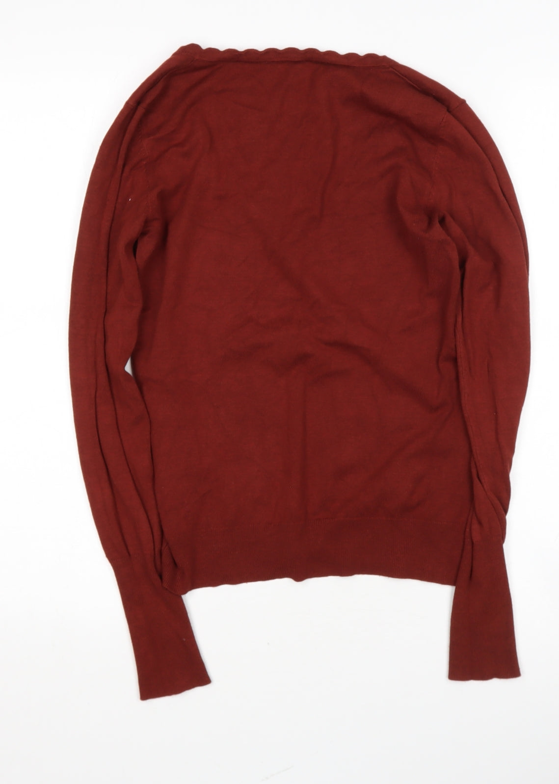 Preworn Womens Brown Square Neck  Polyester Pullover Jumper Size M