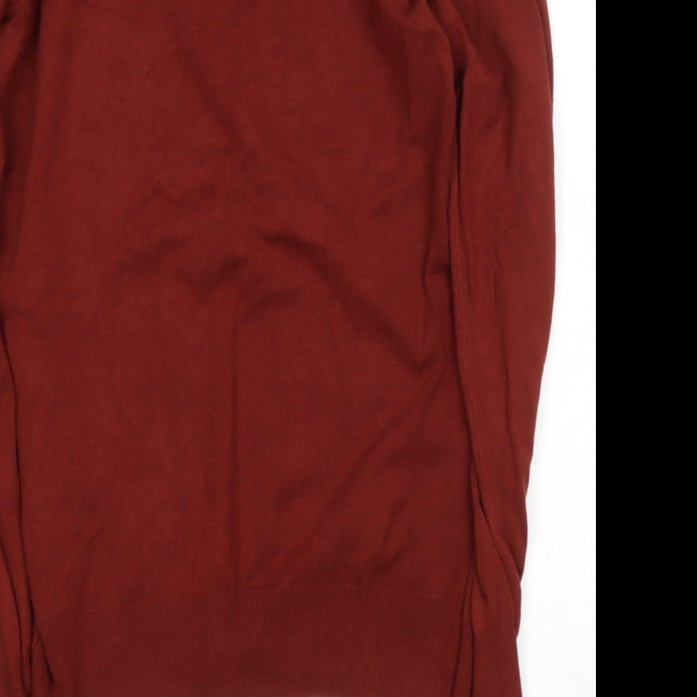 Preworn Womens Brown Square Neck  Polyester Pullover Jumper Size M