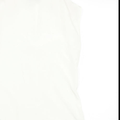 LUCK LOVELY Womens White  Polyester Basic Blouse Size S Scoop Neck