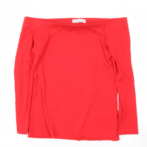 GALERY Womens Red  Viscose Basic T-Shirt Size S Off the Shoulder