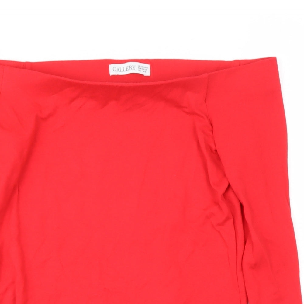 GALERY Womens Red  Viscose Basic T-Shirt Size S Off the Shoulder