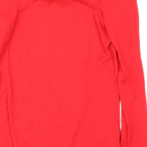 GALERY Womens Red  Viscose Basic T-Shirt Size S Off the Shoulder