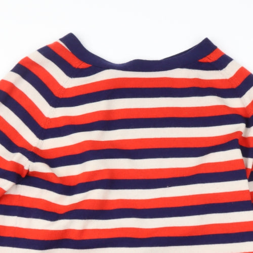 Preworn Womens Red Round Neck Striped Cotton Blend Pullover Jumper Size M