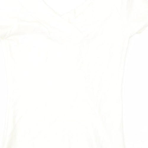 Preworn Womens White  Elastane Basic Blouse Size S V-Neck