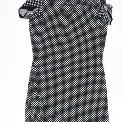 Max Studio Womens Black Polka Dot Polyester Blend Shift  Size S   Snap