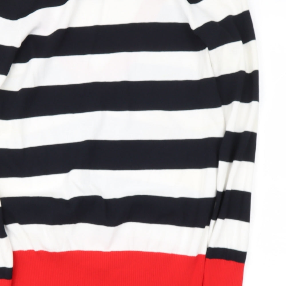BETTY BARTON Womens Red V-Neck Striped Viscose Pullover Jumper Size M