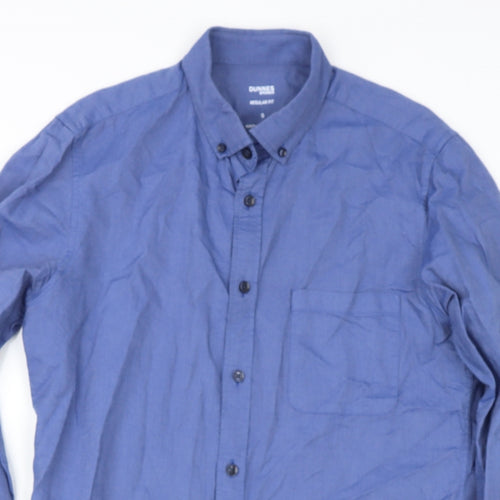 Dunnes Stores Mens Blue  Cotton  Button-Up Size M Collared