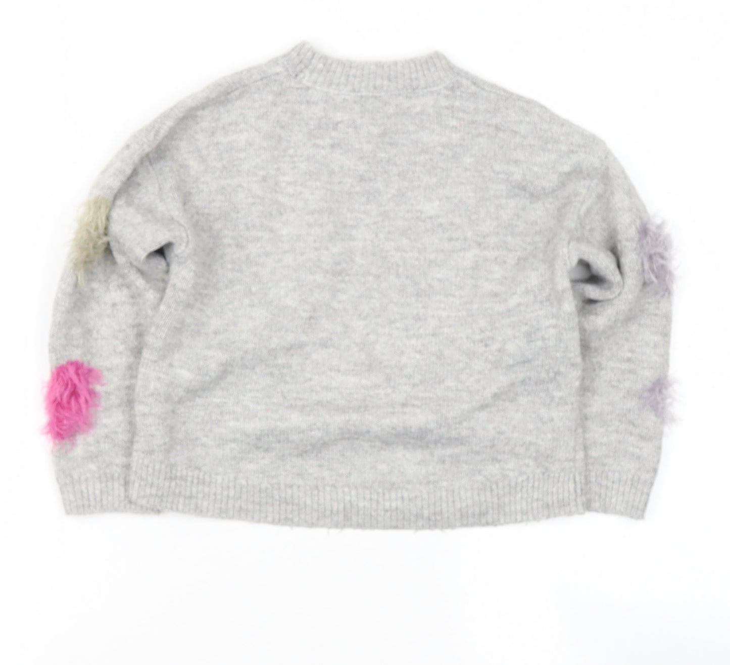 NEXT Girls Grey High Neck  Acetate Pullover Jumper Size 5 Years