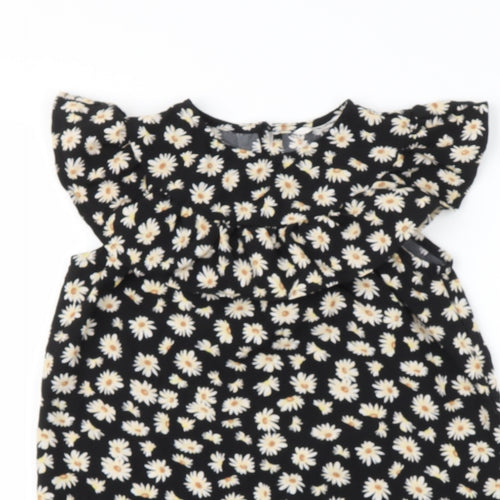 sien Girls Black Floral Polyester Ball Gown  Size 4 Years  Round Neck