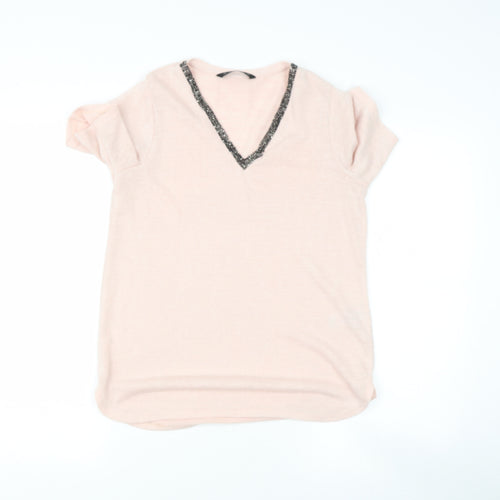 dunnes stores pink n Womens  V-Neck  Polyester Pullover Jumper Size 8