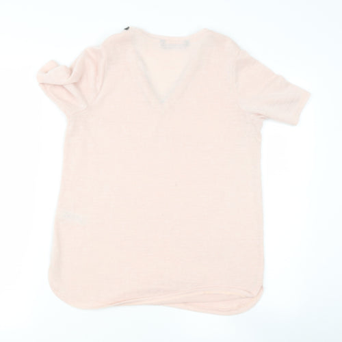 dunnes stores pink n Womens  V-Neck  Polyester Pullover Jumper Size 8