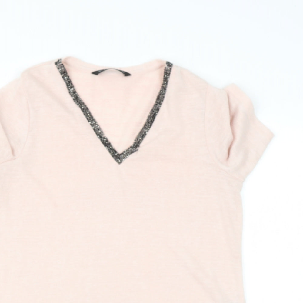 dunnes stores pink n Womens  V-Neck  Polyester Pullover Jumper Size 8