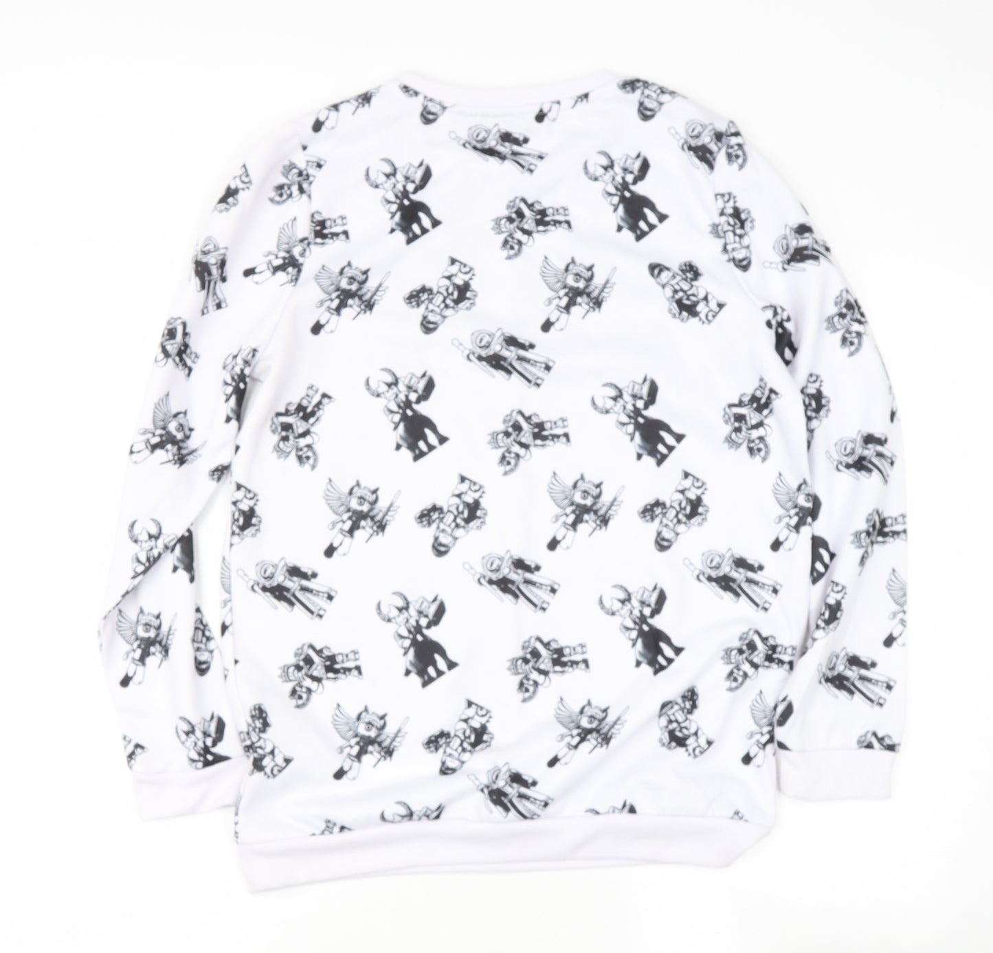 Preworn Boys White Round Neck  Polyester Pullover Jumper Size 13-14 Years   - roblox
