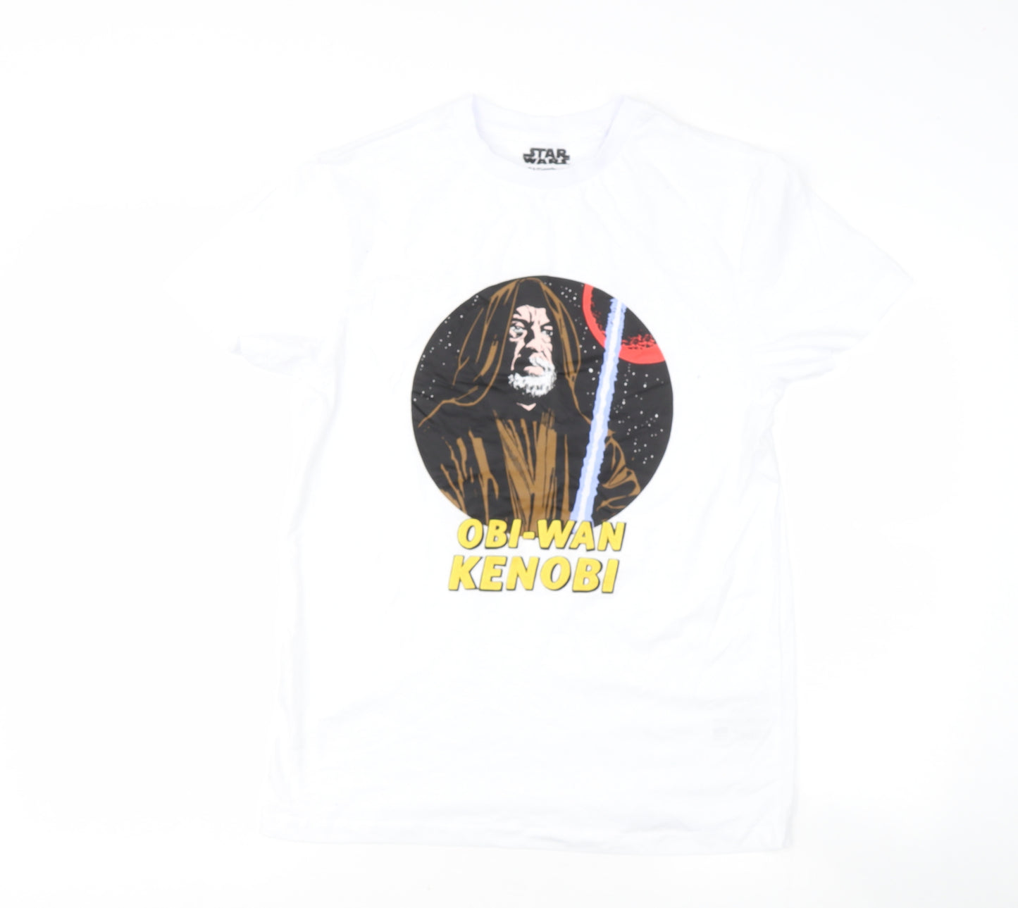 Preworn Boys White  Cotton Basic T-Shirt Size S Round Neck  - star wars