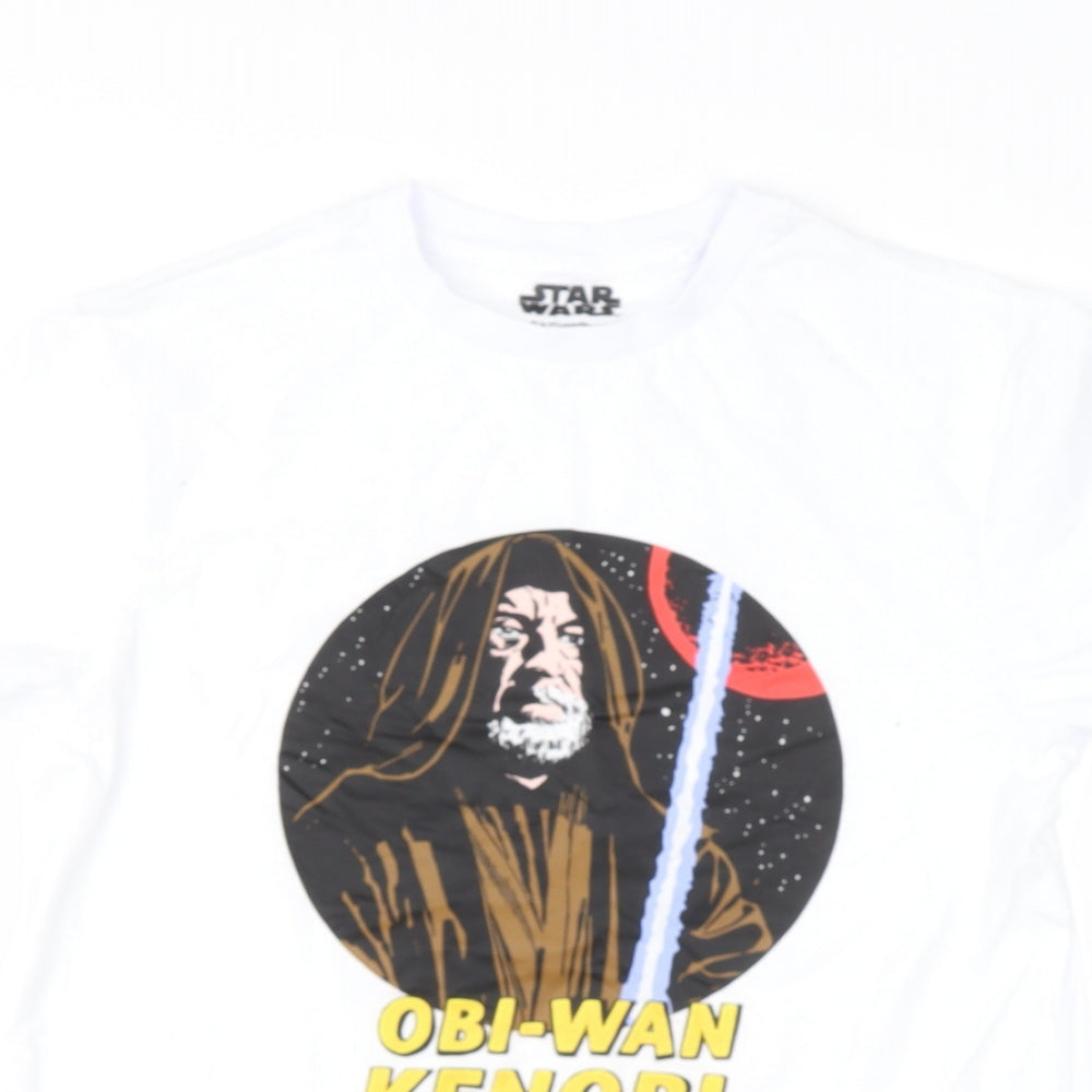 Preworn Boys White  Cotton Basic T-Shirt Size S Round Neck  - star wars