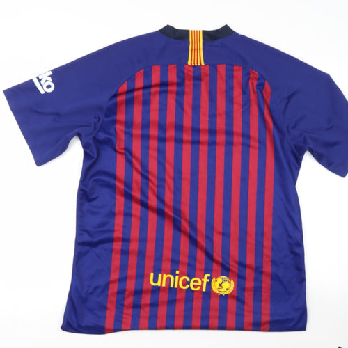 nice Mens Blue  Polyester  T-Shirt Size XL V-Neck  - Barcelona