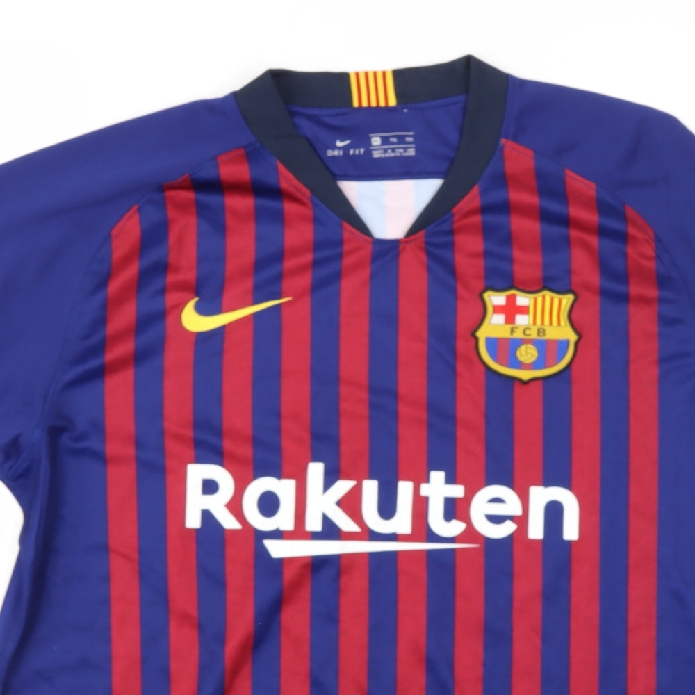 nice Mens Blue  Polyester  T-Shirt Size XL V-Neck  - Barcelona