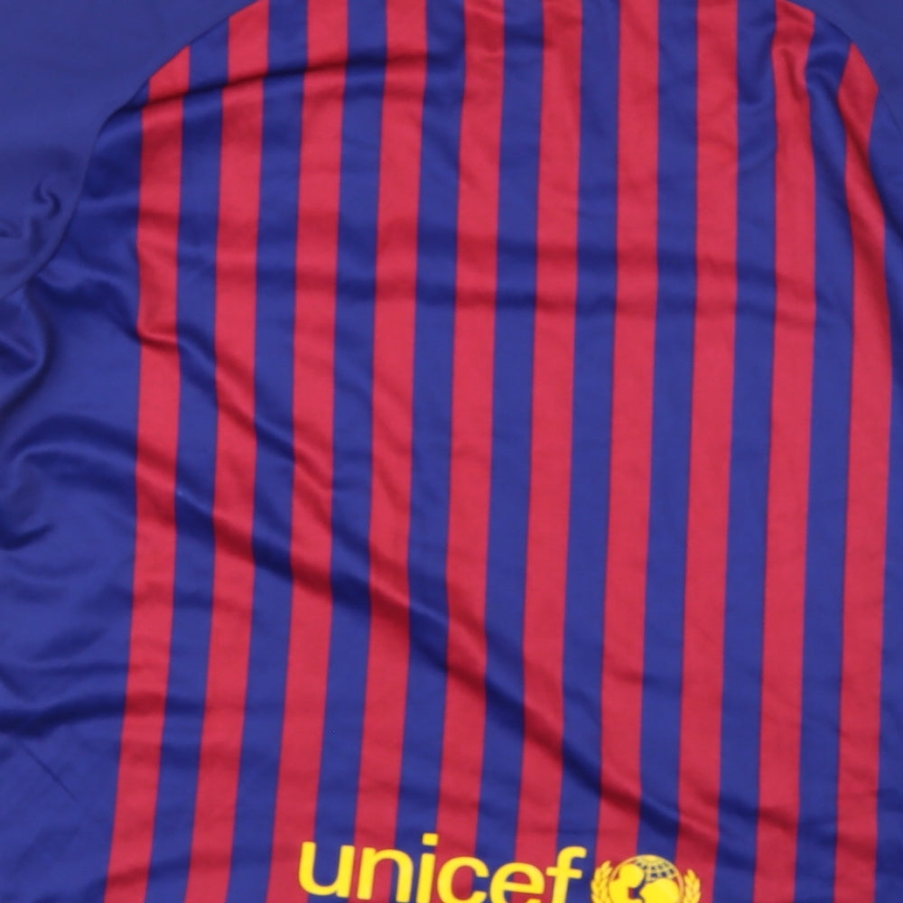 nice Mens Blue  Polyester  T-Shirt Size XL V-Neck  - Barcelona