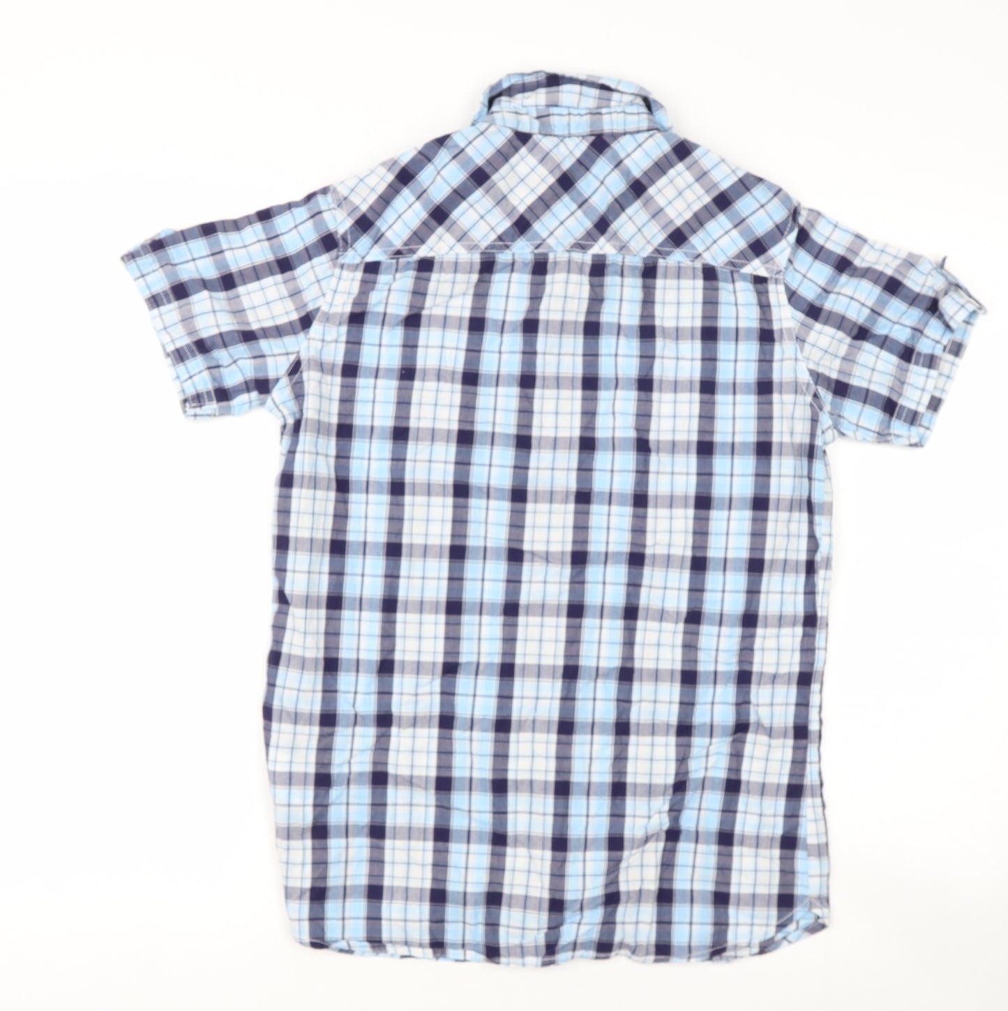 Lee Cooper Boys Blue Check Cotton Basic Button-Up Size 13 Years Collared