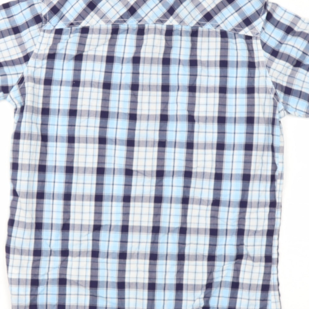 Lee Cooper Boys Blue Check Cotton Basic Button-Up Size 13 Years Collared
