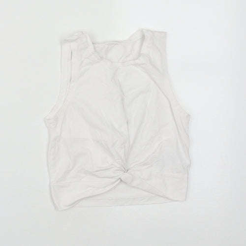 Noisy may Womens White  Cotton Cropped Tank Size M Round Neck
