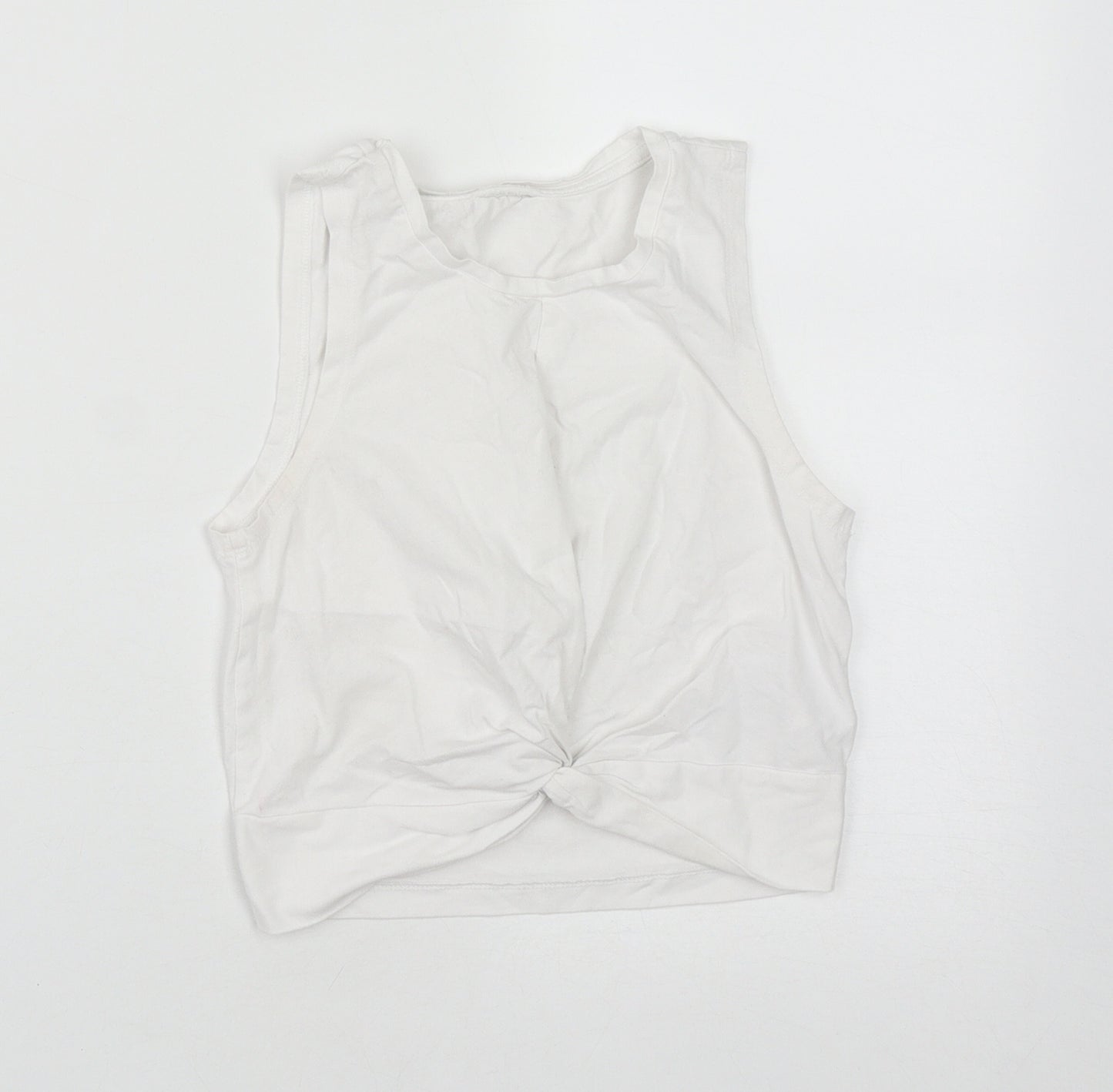 Noisy may Womens White  Cotton Cropped Tank Size M Round Neck