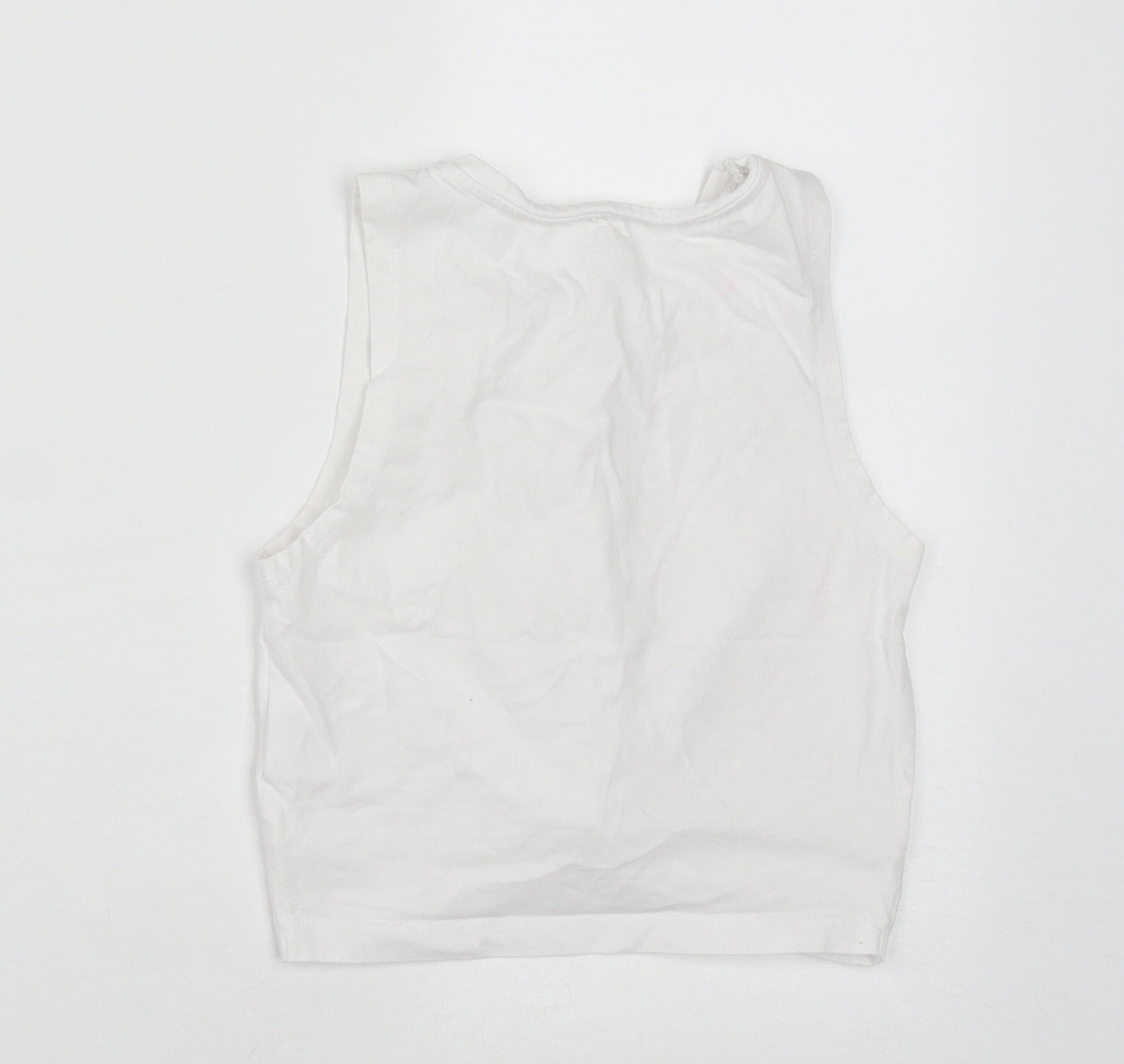 Noisy may Womens White  Cotton Cropped Tank Size M Round Neck
