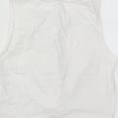 Noisy may Womens White  Cotton Cropped Tank Size M Round Neck