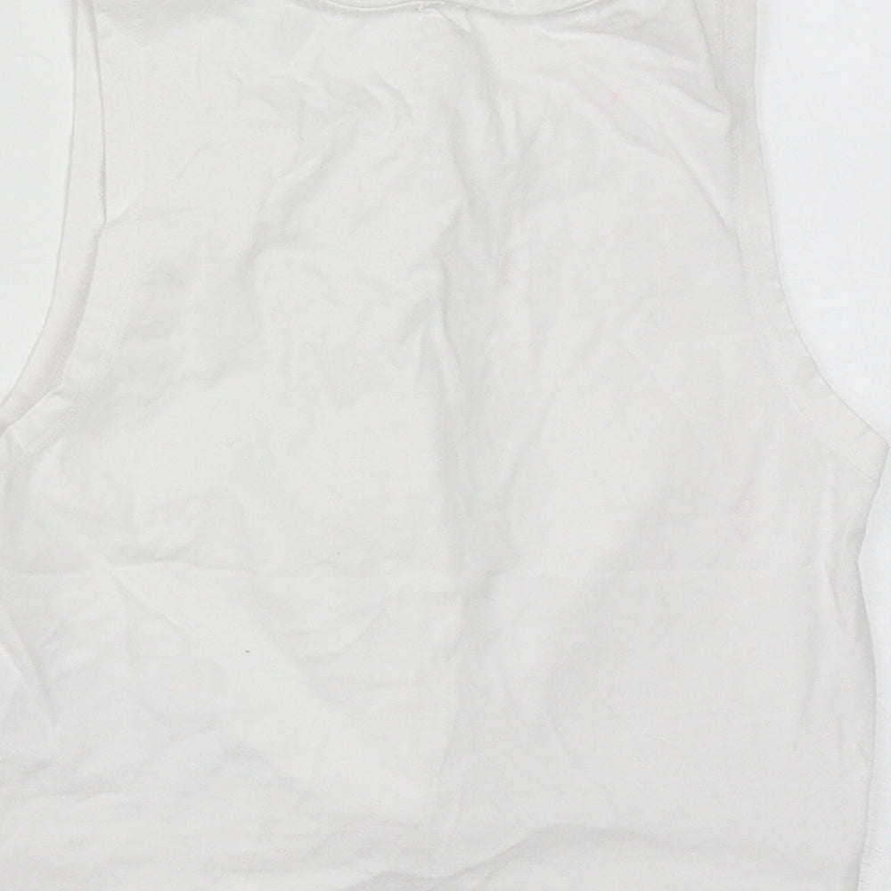 Noisy may Womens White  Cotton Cropped Tank Size M Round Neck