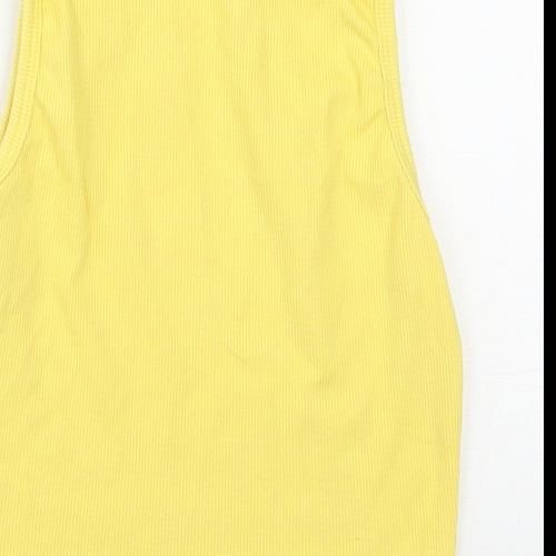 Baily Rose Womens Yellow  Polyester Cropped Tank Size S Round Neck