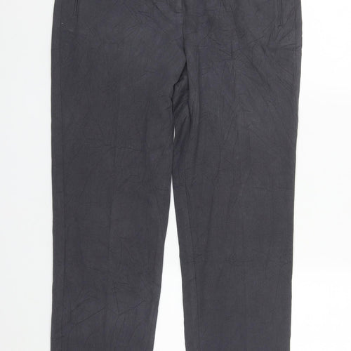 Marks and Spencer Womens Grey  Polyester Trousers  Size 12 L29 in Regular Zip