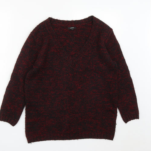 Matalan Womens Red V-Neck  Acrylic Pullover Jumper Size 10
