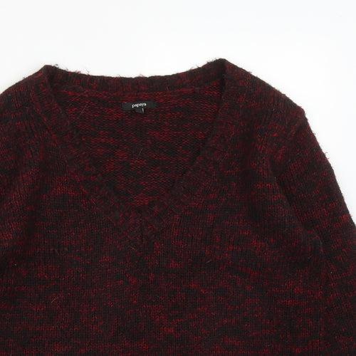 Matalan Womens Red V-Neck  Acrylic Pullover Jumper Size 10