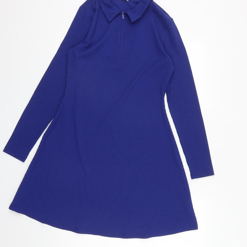 Primark Womens Blue  Polyester Shirt Dress  Size S  Collared Zip