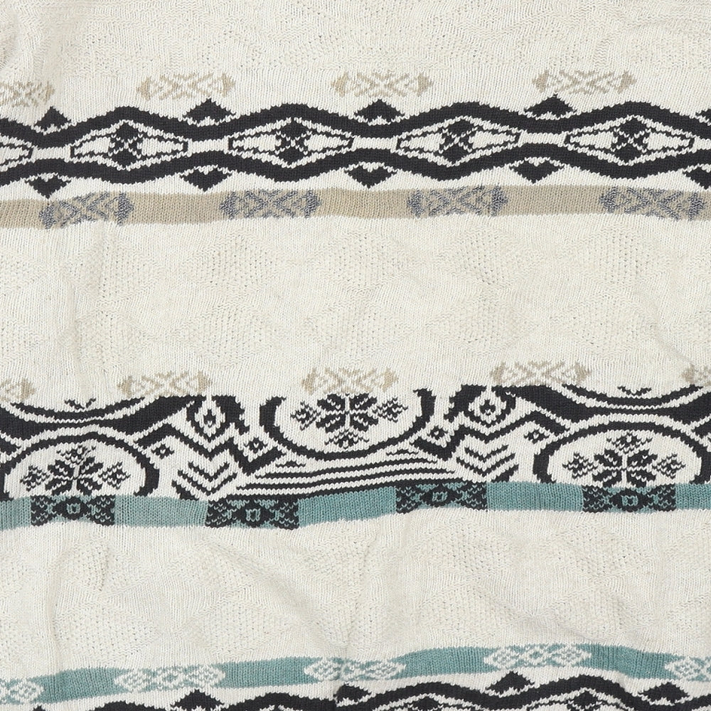 Hyde Park Mens Beige Round Neck Geometric Acrylic Pullover Jumper Size L