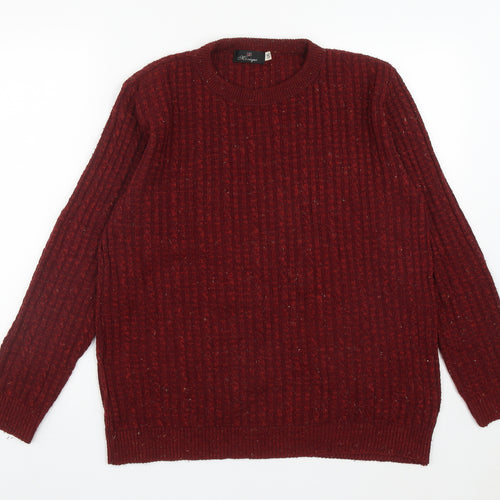 MONIQUE Mens Red Round Neck  Acrylic Pullover Jumper Size L   - Size L/XL
