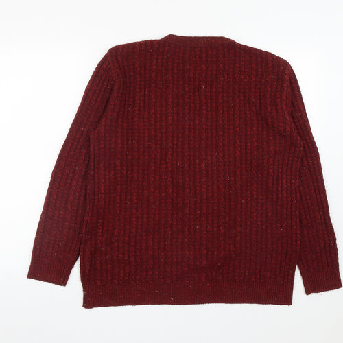 MONIQUE Mens Red Round Neck  Acrylic Pullover Jumper Size L   - Size L/XL