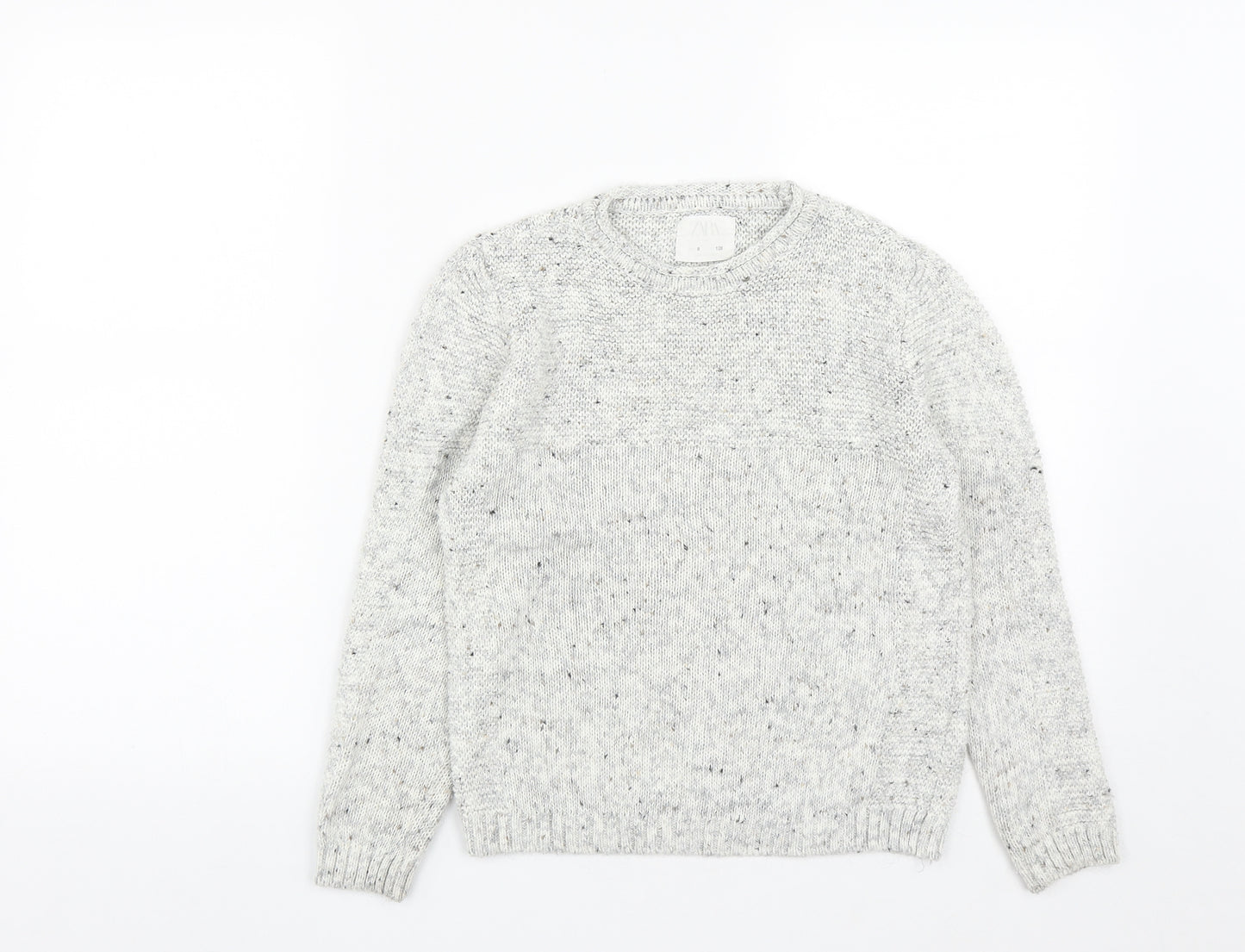 Zara Boys Grey Round Neck  Acrylic Pullover Jumper Size 8 Years