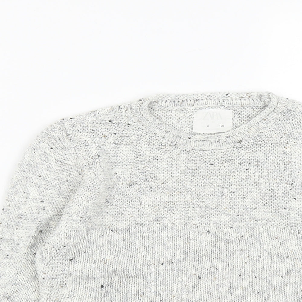 Zara Boys Grey Round Neck  Acrylic Pullover Jumper Size 8 Years